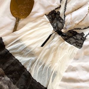 Women's Black and white babydoll lingerie dress